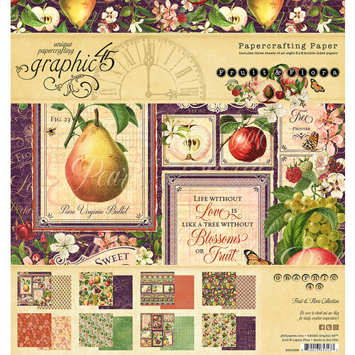 Graphic 45 - Fruit and Flora Collection - 8 x 8 Paper Pad