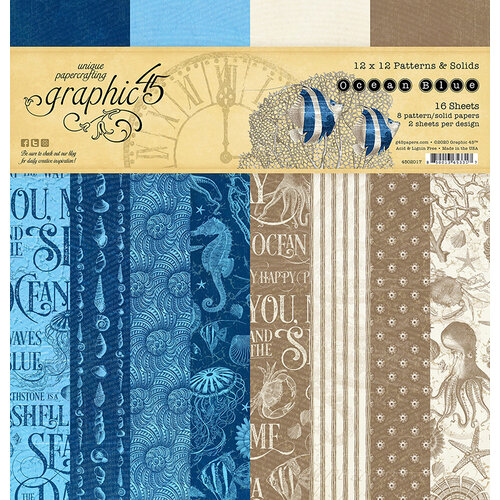 Graphic 45 - Ocean Blue Collection - 12 x 12 Patterns and Solid Paper Pad