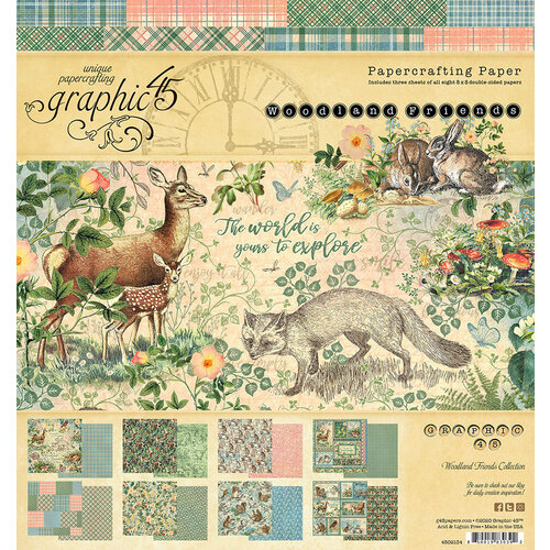 Graphic 45 - Woodland Friends Collection - 8 x 8 Paper Pad
