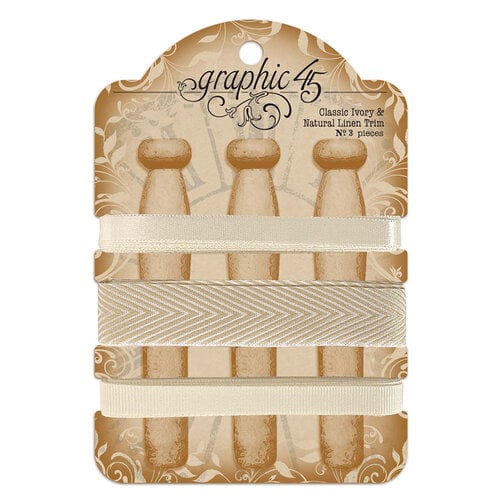Graphic 45 - Staples Embellishments Collection - Classic Ivory and Natural Linen Trim