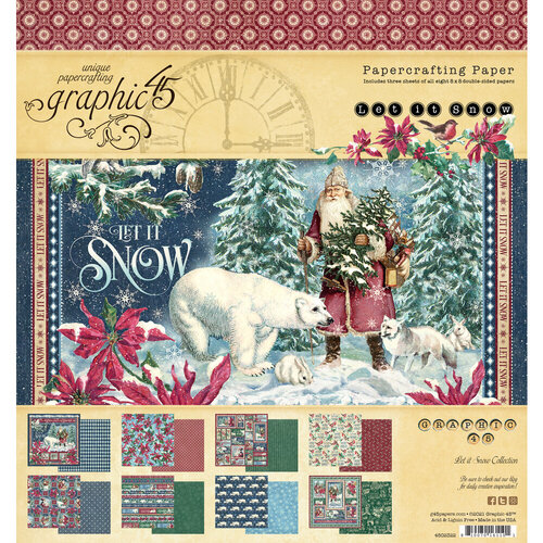 Graphic 45 - Let It Snow Collection - Christmas - 8 x 8 Paper Pad