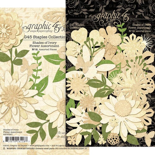 Graphic 45 - Staples Embellishments Collection - Flower Assortment - Shades of Ivory