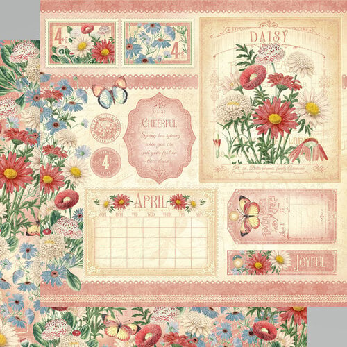 Graphic 45 - Flower Market Collection - 12 x 12 Double Sided Paper - April