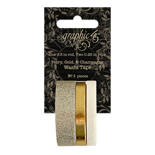 Graphic 45 - Staples Embellishments Collection - Washi Tape - Ivory, Gold, And Champagne