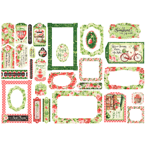 Graphic 45 - Sunshine On My Mind Collection Collection - Chipboard Embellishments - Tags And Frames