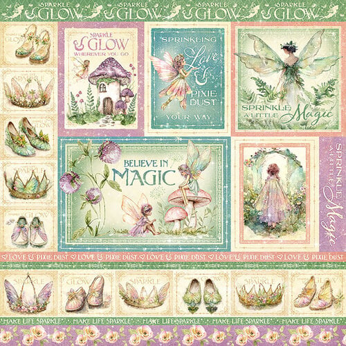 Graphic 45 - Fairy Boutique Collection - 12 x 12 Double Sided Paper - Sprinkle A Little Magic