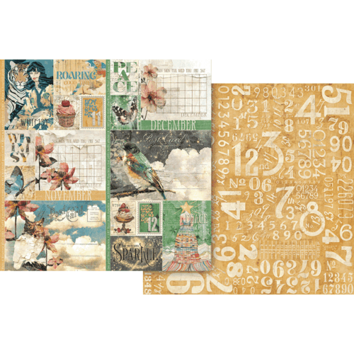 Graphic 45 - Journaling Through Time Collection - 12 x 12 Double Sided Paper - November And December
