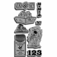 Graphic 45 - Hampton Art - An ABC Primer Collection - Cling Mounted Rubber Stamps - ABC Primer Two