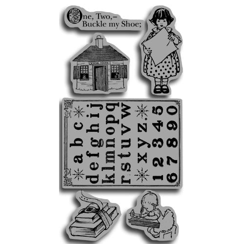 Graphic 45 - Hampton Art - An ABC Primer Collection - Cling Mounted Rubber Stamps - ABC Primer Three