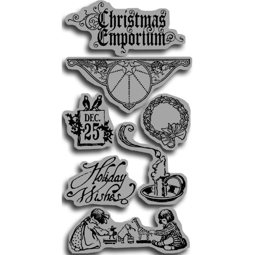Graphic 45 - Hampton Art - Christmas Emporium Collection - Cling Mounted Rubber Stamps - Christmas Emporium One