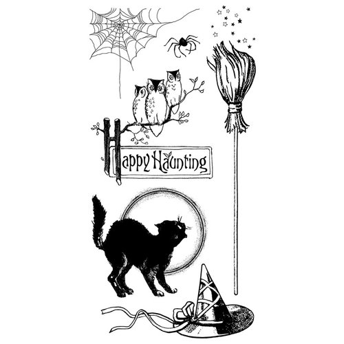 Graphic 45 - Hampton Art - Happy Haunting Collection - Halloween - Cling Mounted Rubber Stamps - Happy Haunting One