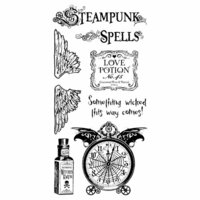 Graphic 45 - Hampton Art - Steampunk Spells Collection - Cling Mounted Rubber Stamps - Steampunk Spells One