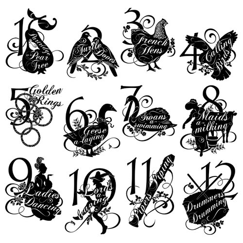 Graphic 45 - Hampton Art - Twelve Days of Christmas Collection - Cling Mounted Rubber Stamp Two