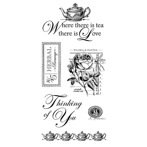 Graphic 45 - Hampton Art - Botanical Tea Collection - Cling Mounted Rubber Stamps - Two