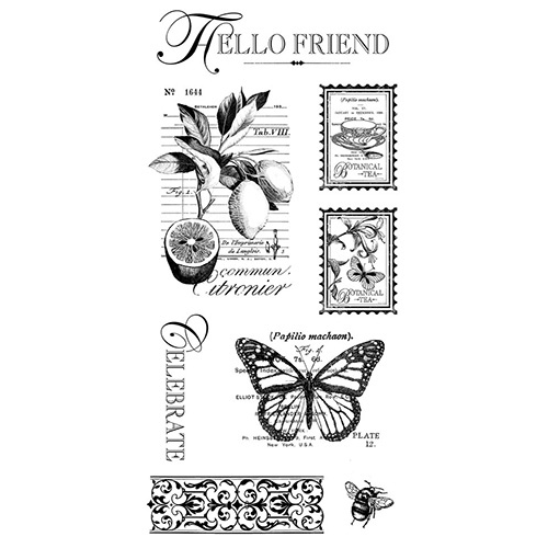 Graphic 45 - Hampton Art - Botanical Tea Collection - Cling Mounted Rubber Stamps - Three
