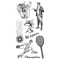 Graphic 45 - Hampton Art - Good Ol Sport Collection - Cling Mounted Rubber Stamps - Three