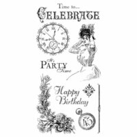 Graphic 45 - Hampton Art - Time to Celebrate Collection - Cling Mounted Rubber Stamps - One