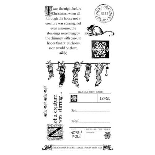 Graphic 45 - Hampton Art - Twas the Night Before Christmas Collection - Cling Mounted Rubber Stamps - Three