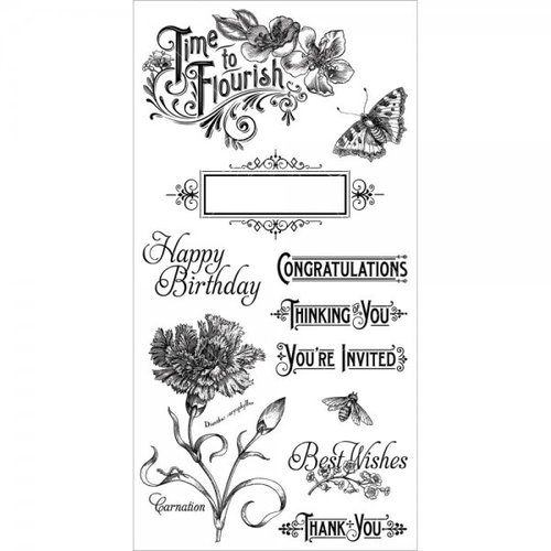 Graphic 45 - Hampton Art - Time to Flourish Collection - Cling Mounted Rubber Stamps - One