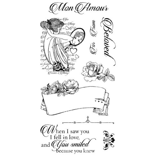 Graphic 45 - Hampton Art - Mon Amour Collection - Cling Mounted Rubber Stamps - One
