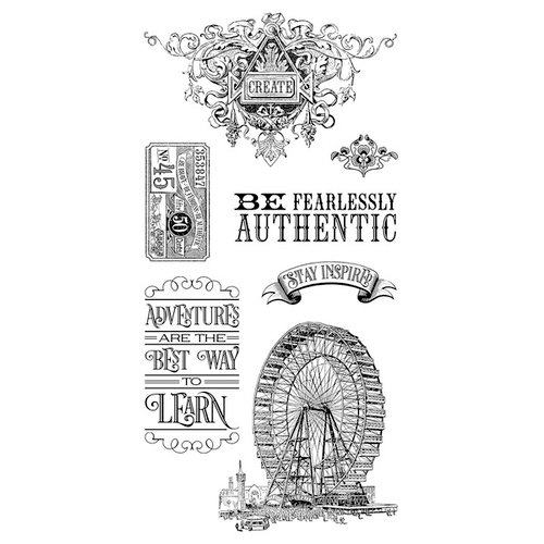 Graphic 45 - Hampton Art - Worlds Fair Collection - Cling Mounted Rubber Stamps - Three