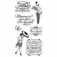 Graphic 45 - Hampton Art - Cafe Parisian Collection - Cling Mounted Rubber Stamps - Three
