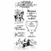 Graphic 45 - Hampton Art - Off to the Races Collection - Cling Mounted Rubber Stamps - Two