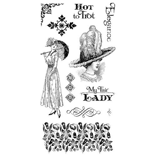 Graphic 45 - Hampton Art - Off to the Races Collection - Cling Mounted Rubber Stamps - Three