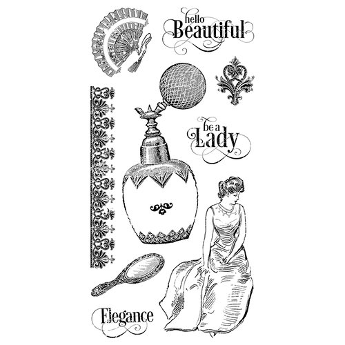 Graphic 45 - Hampton Art - Portrait of a Lady Collection - Cling Mounted Rubber Stamps - Two