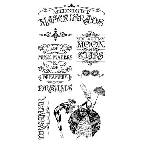 Graphic 45 - Hampton Art - Midnight Masquerade Collection - Cling Mounted Rubber Stamps - One