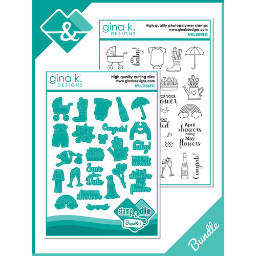 Gina K Designs - Die And Clear Photopolymer Stamp Set - April Showers