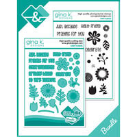 Gina K Designs - Die And Clear Photopolymer Stamp Set - Funky Flowers