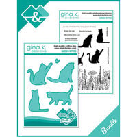 Gina K Designs - Die And Clear Photopolymer Stamp Set - Garden Kitties