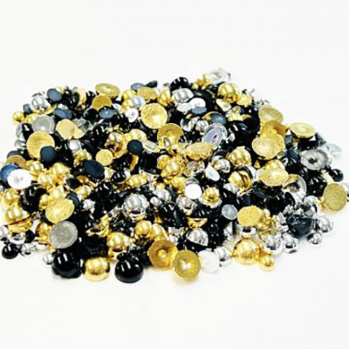 Gina K Designs - Embellishments - Pearl Mix - Black Gold and Silver