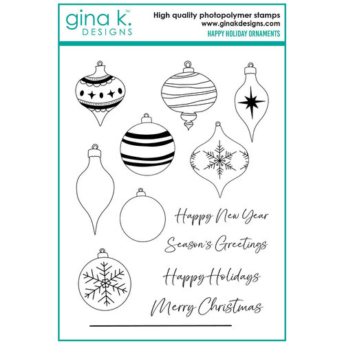 Gina K Designs - Clear Photopolymer Stamps - Happy Holiday Ornaments