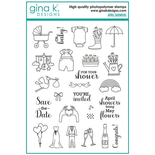 Gina K Designs - Clear Photopolymer Stamps - April Showers