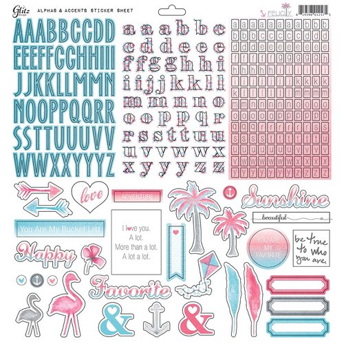 Glitz Design - Felicity Collection - 12 x 12 Cardstock Stickers - Alphabets and Accents