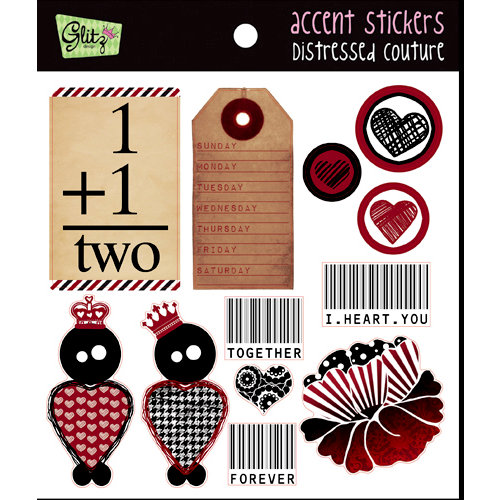 Glitz Design - Distressed Couture Collection - Cardstock Stickers - Accents, CLEARANCE