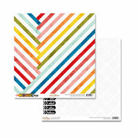 Glitz Design - Color Me Happy Collection - 12 x 12 Double Sided Paper - Stripe