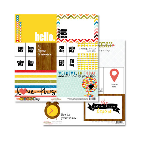 Glitz Design - Color Me Happy Collection - 12 x 12 Double Sided Paper - Bits and Pieces