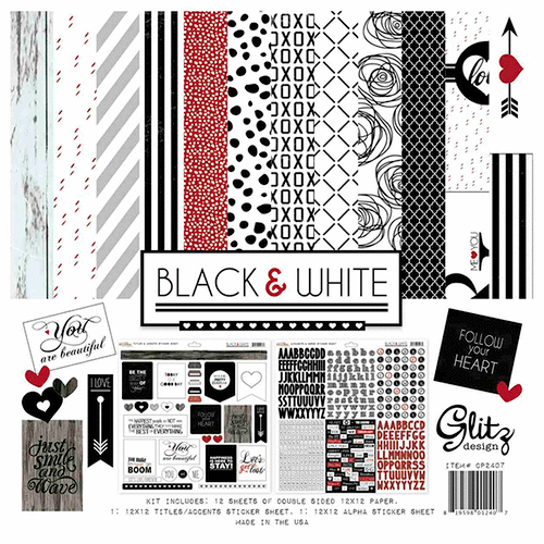 Glitz Design - Black and White Collection - 12 x 12 Collection Pack