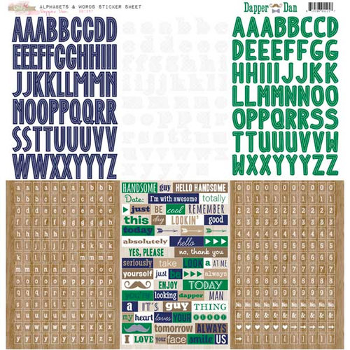 Glitz Design - Dapper Dan Collection - 12 x 12 Cardstock Stickers - Alphabets and Words