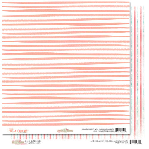 Glitz Design - Hello Friend Collection - 12 x 12 Double Sided Paper - Stripe