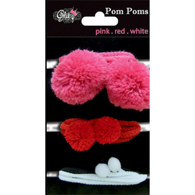 Glitz Design - Pom Poms - Ribbon - Pink Red White