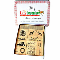 Glitz Design - Hello December Collection - Christmas - Rubber Stamps