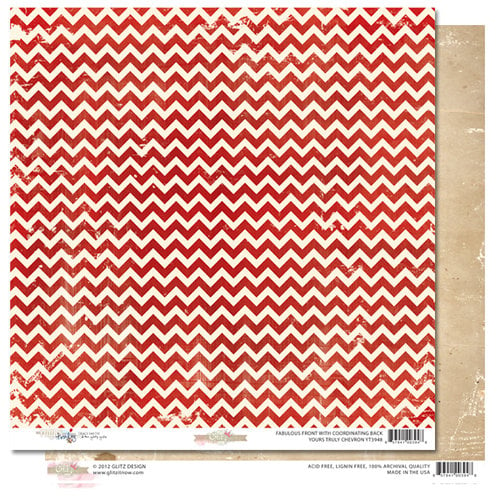 Glitz Design - Yours Truly Collection - 12 x 12 Double Sided Paper - Chevron