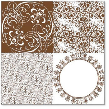 Hambly Studios - Screen Prints - 12x12 Overlay - Vintage Patchwork - Brown, CLEARANCE