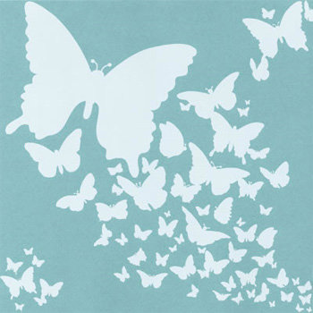 Hambly Studios - Screen Prints - 12 x 12 Paper - Wings - White on Lagoon Blue, CLEARANCE