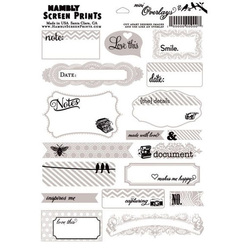 Hambly Studios - Mini Overlays - Journal Tags - Metallic Silver and Black