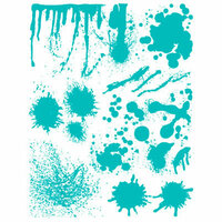 Hambly Studios - Screen Prints - Hand Silk Screened Rub Ons - Spilled Ink - Teal Blue, CLEARANCE